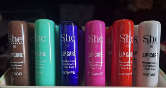6 PC S.he Lip Care Fruity Lip Balm Set - Moisturizing Fruit Flavor Lip Balms